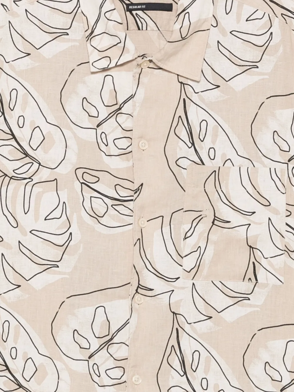 Marc O'Polo Overhemd met bladerprint en knoopsluiting Beige