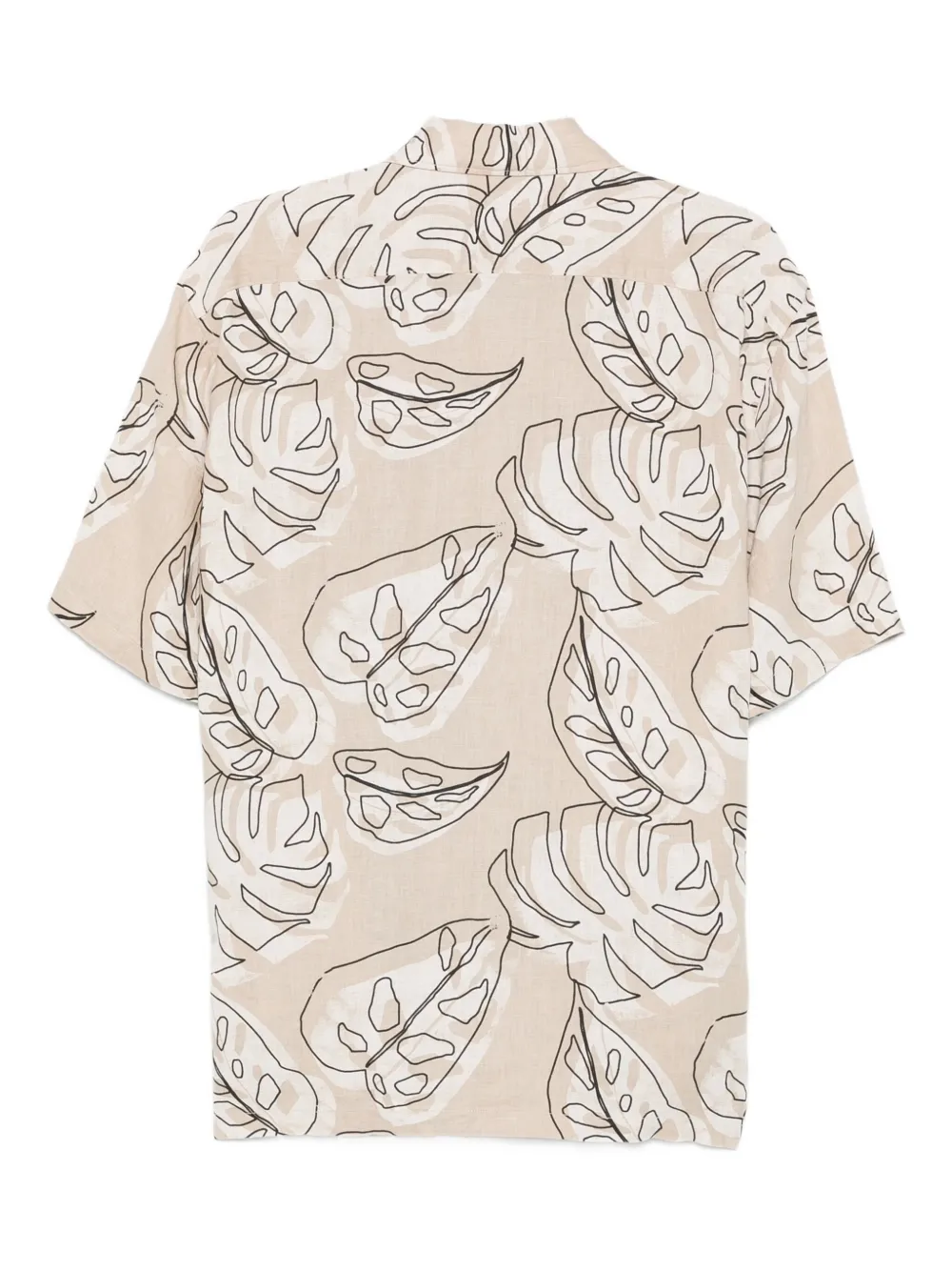 Marc O'Polo Overhemd met bladerprint en knoopsluiting - Beige