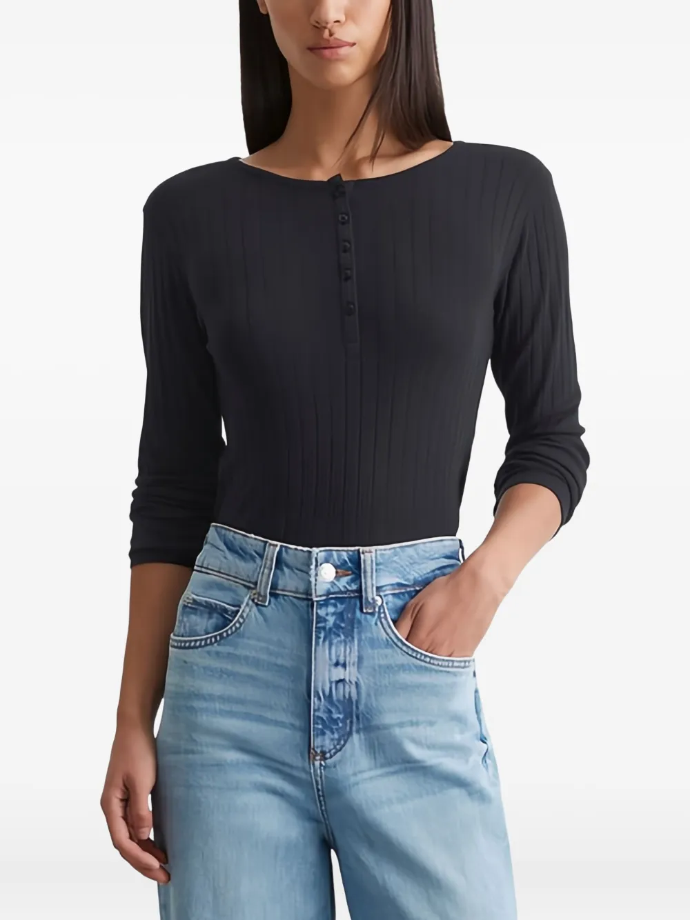 Marc O'Polo ribbed henley top | T-Shirts & Jersey Shirts | Image 2