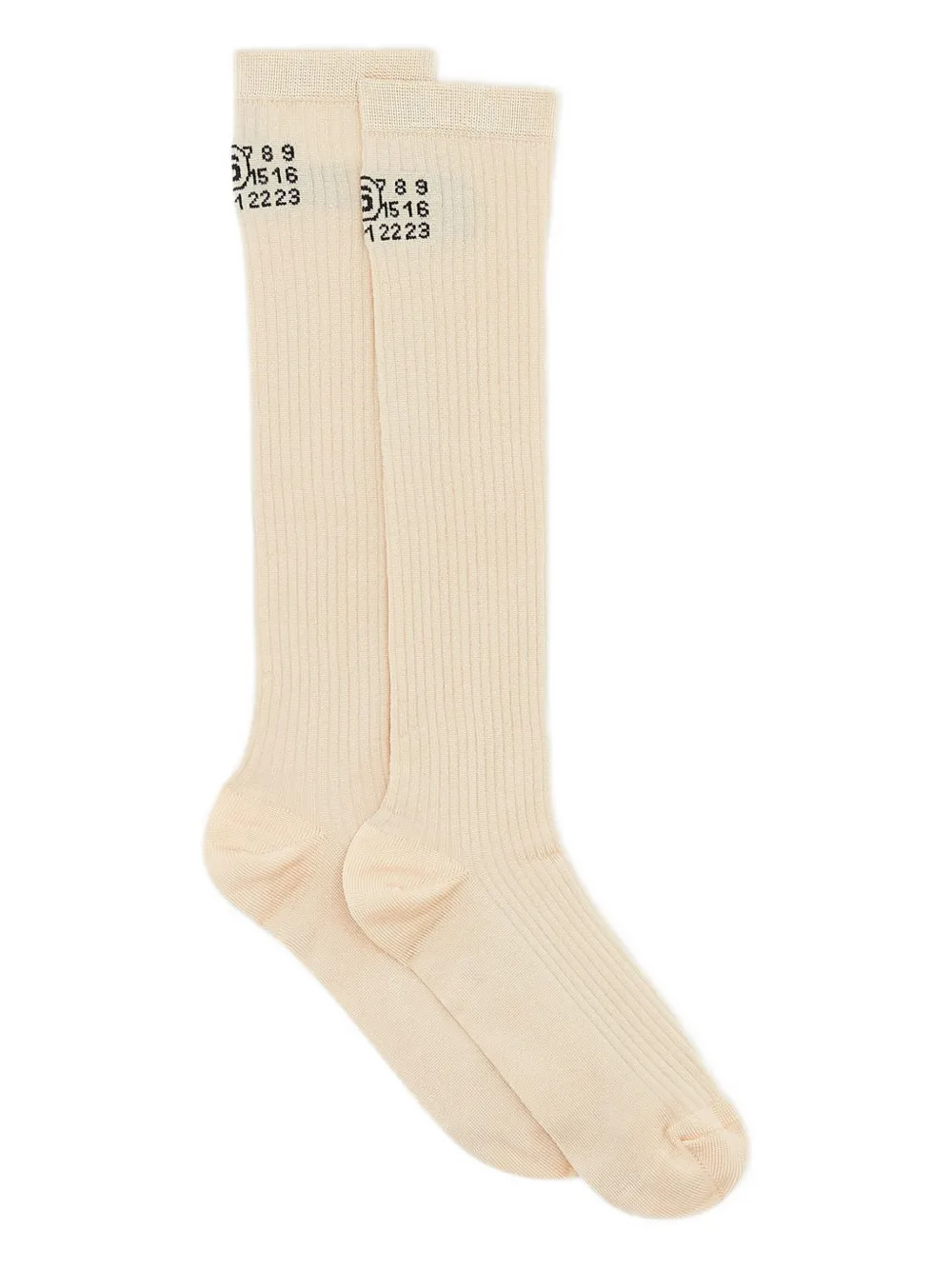 MM6 Maison Margiela ribbed knee-high socks Beige