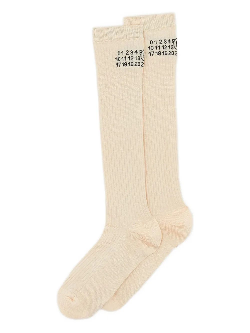 MM6 Maison Margiela ribbed knee-high socks Beige