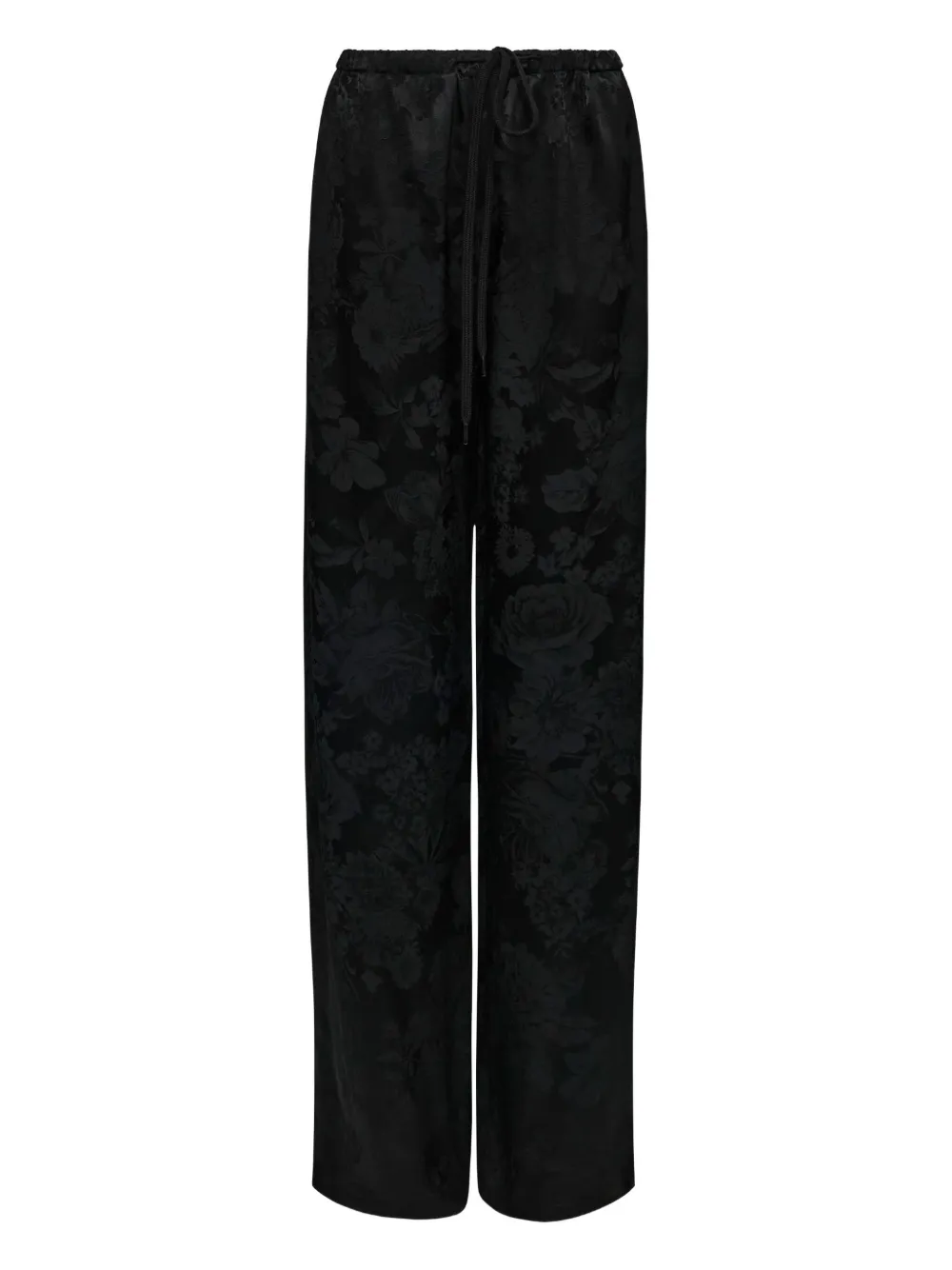 floral-jacquard trousers