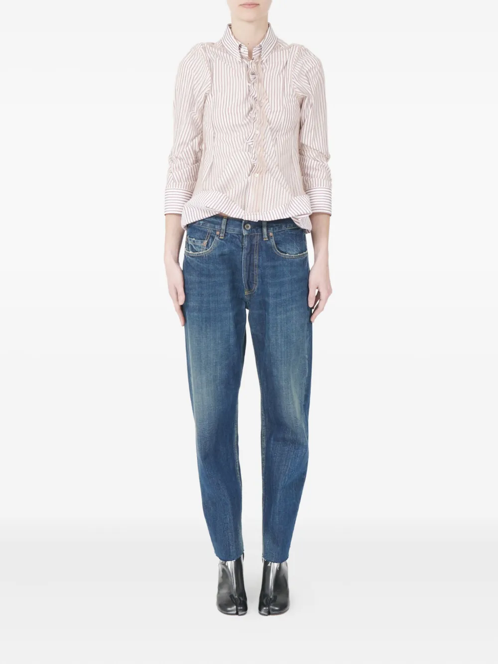 Maison Margiela striped ruffled shirt Wit