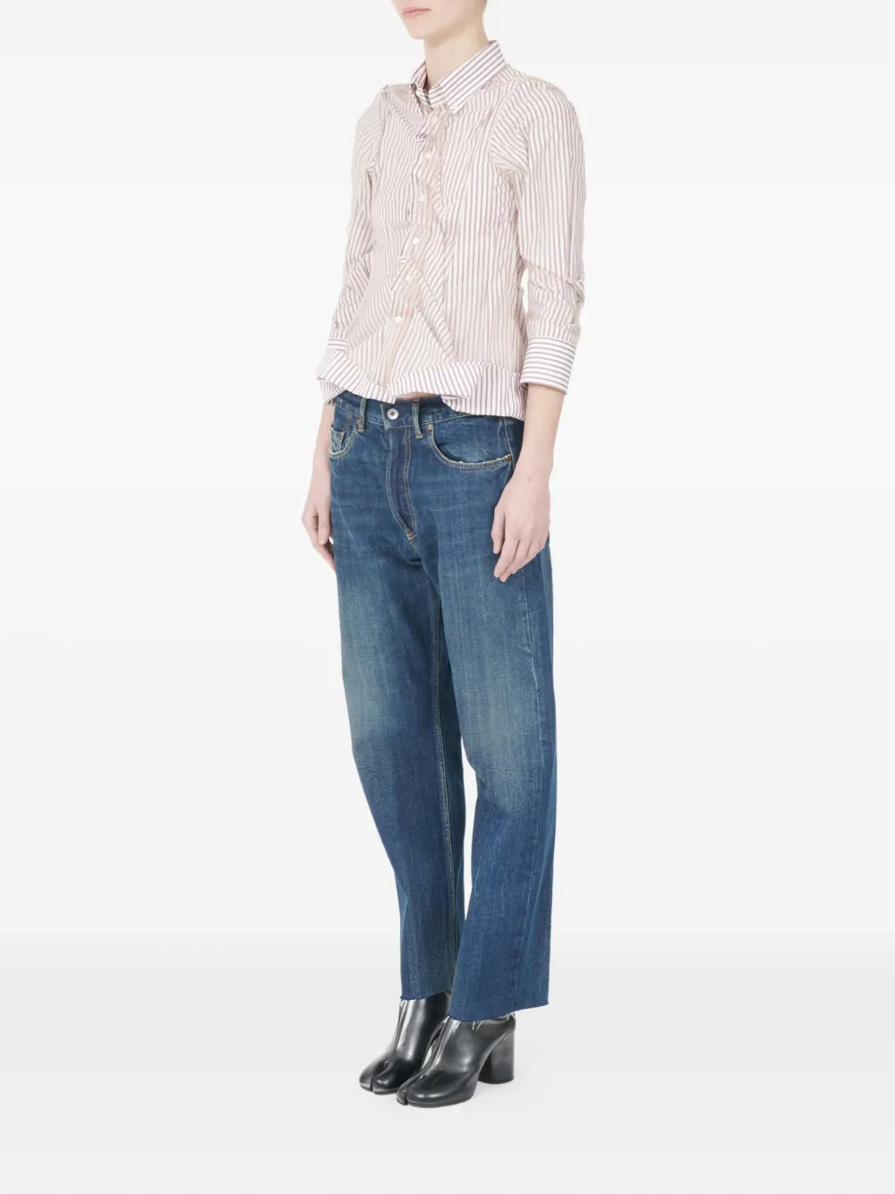 Maison Margiela striped ruffled shirt Wit