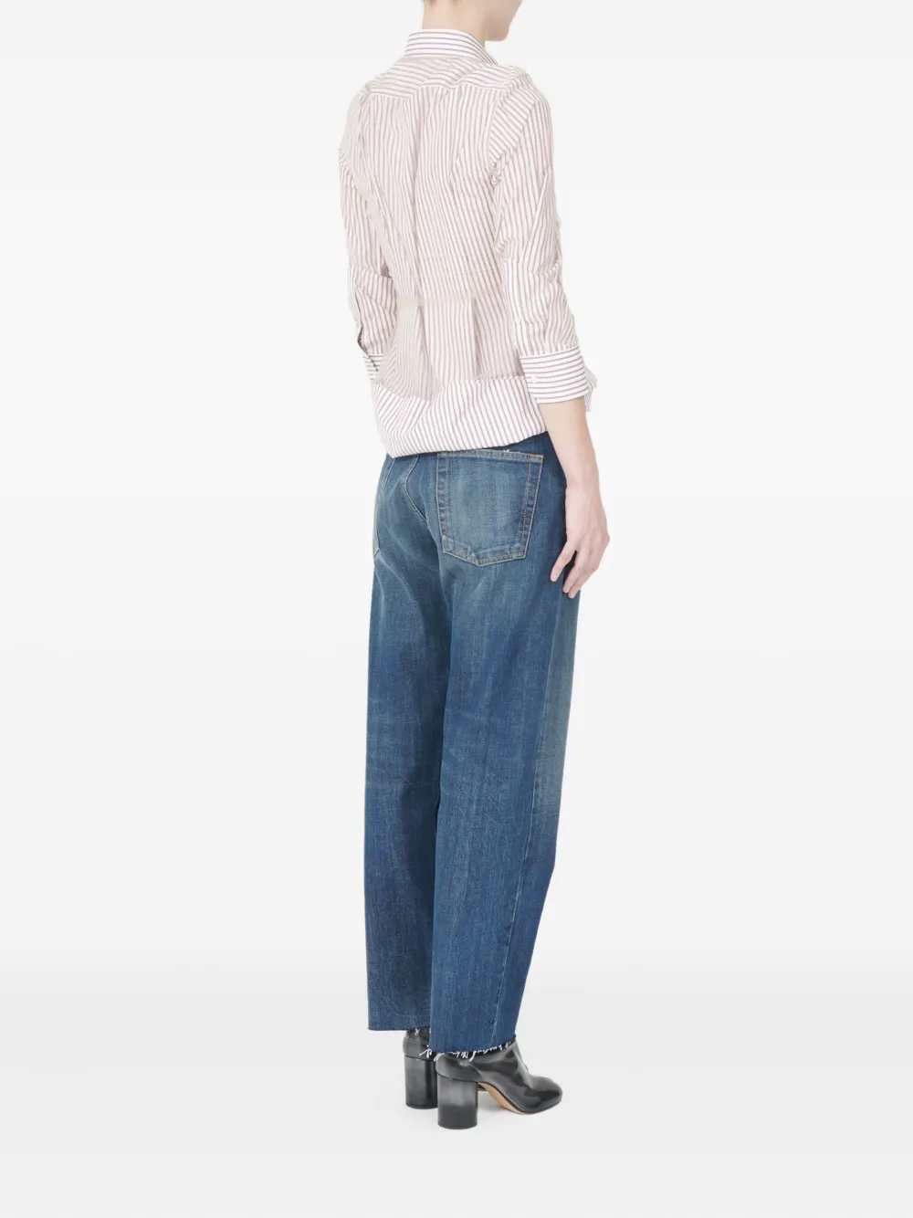 Maison Margiela striped ruffled shirt Wit