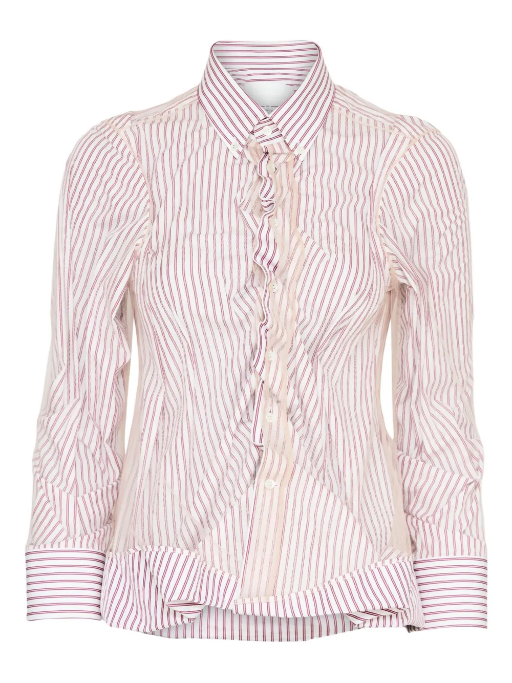 Maison Margiela striped ruffled shirt - ホワイト Maison Margiela striped ruffled shirt - ホワイト