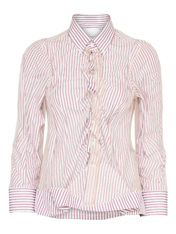Maison Margiela Striped Ruffled Shirt in White