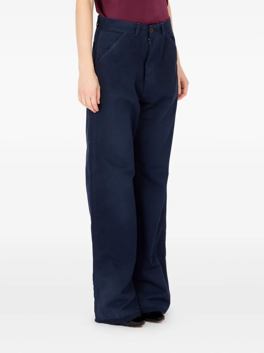 Maison Margiela Ribfluwelen broek met knoopsluiting Blauw