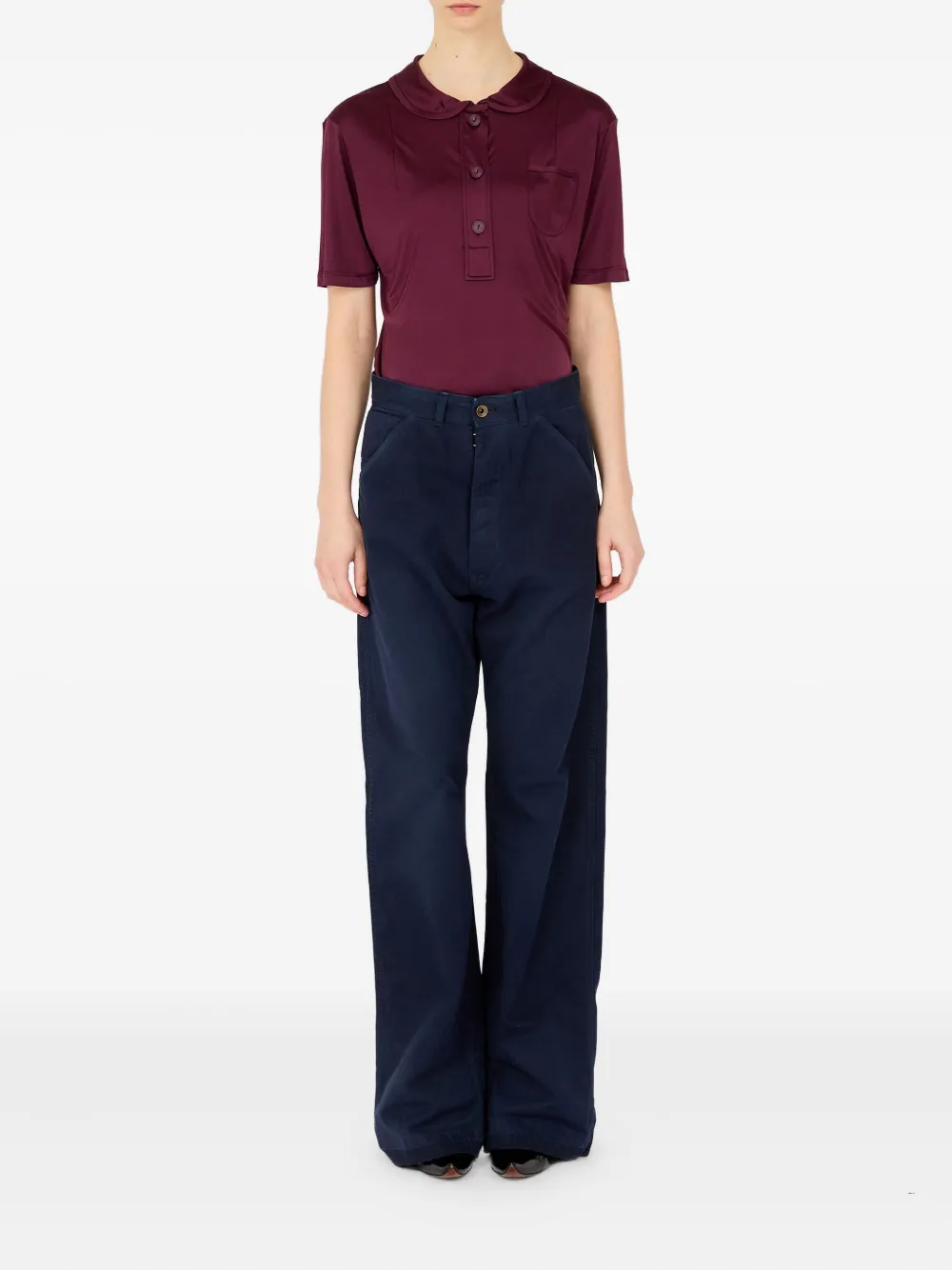 Maison Margiela Ribfluwelen broek met knoopsluiting - Blauw