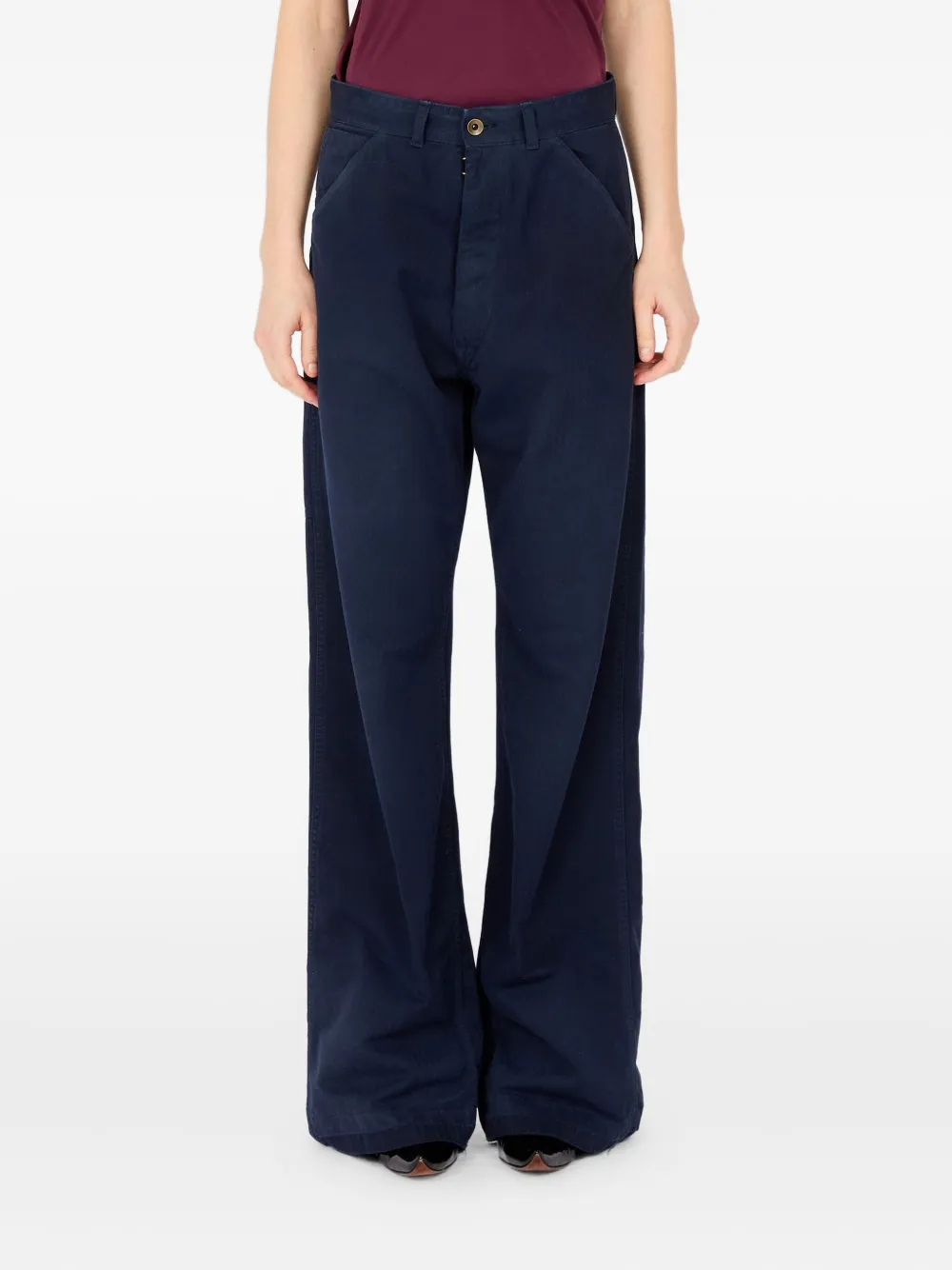 Maison Margiela Ribfluwelen broek met knoopsluiting Blauw