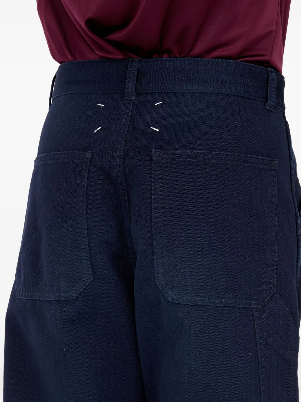 Maison Margiela Ribfluwelen broek met knoopsluiting Blauw