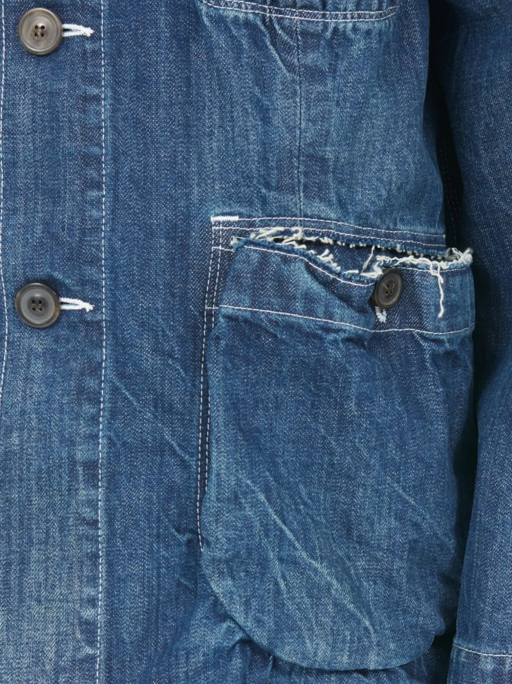 Maison Margiela Denim jack met franje en meerdere zakken Blauw