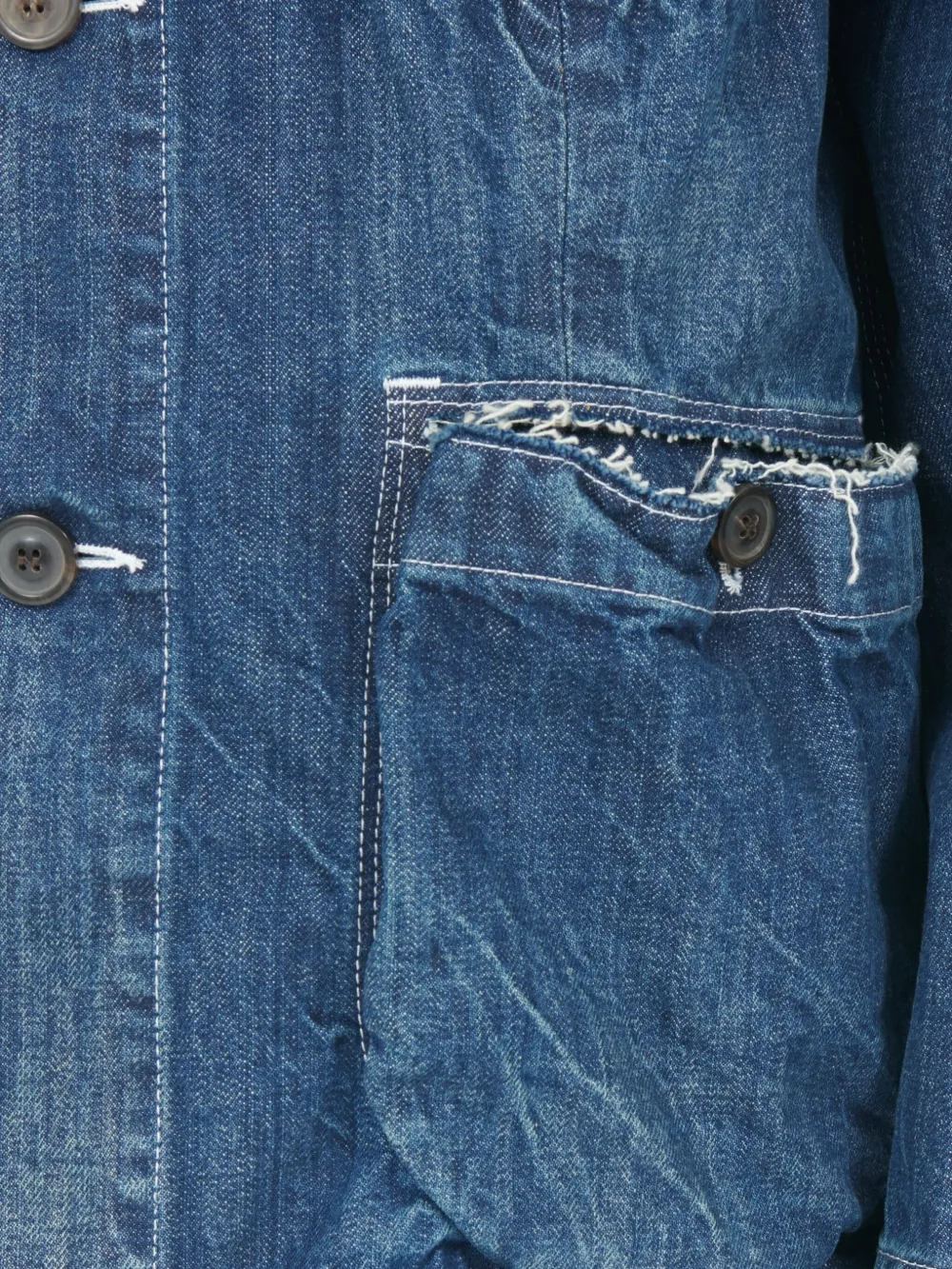 Maison Margiela Denim jack met franje en meerdere zakken Blauw