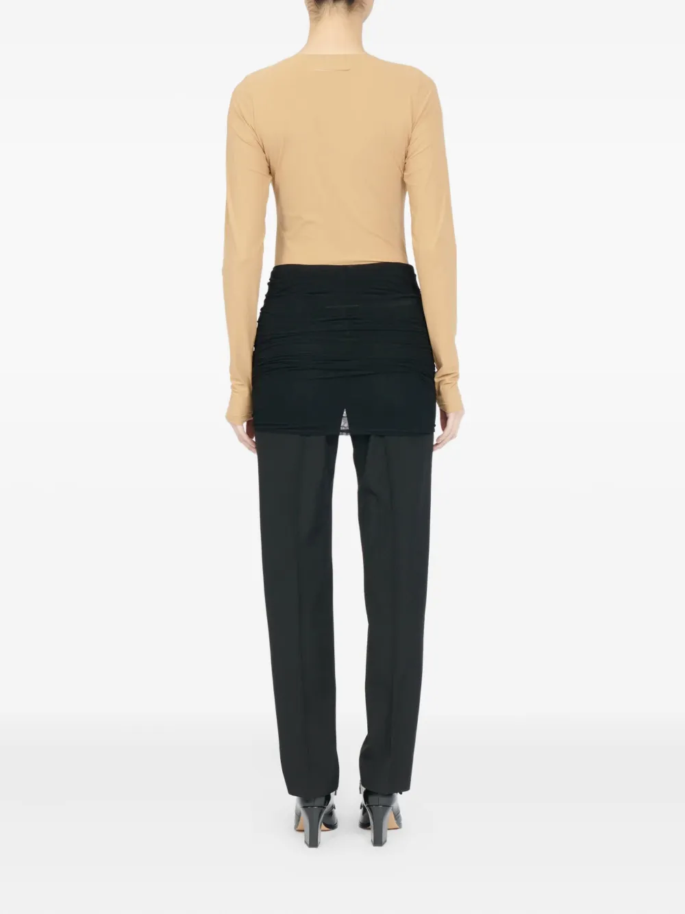 MM6 Maison Margiela draped-layer trousers Zwart