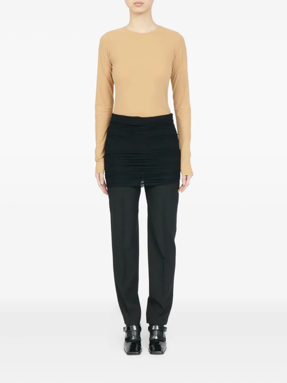 MM6 Maison Margiela draped-layer trousers Zwart
