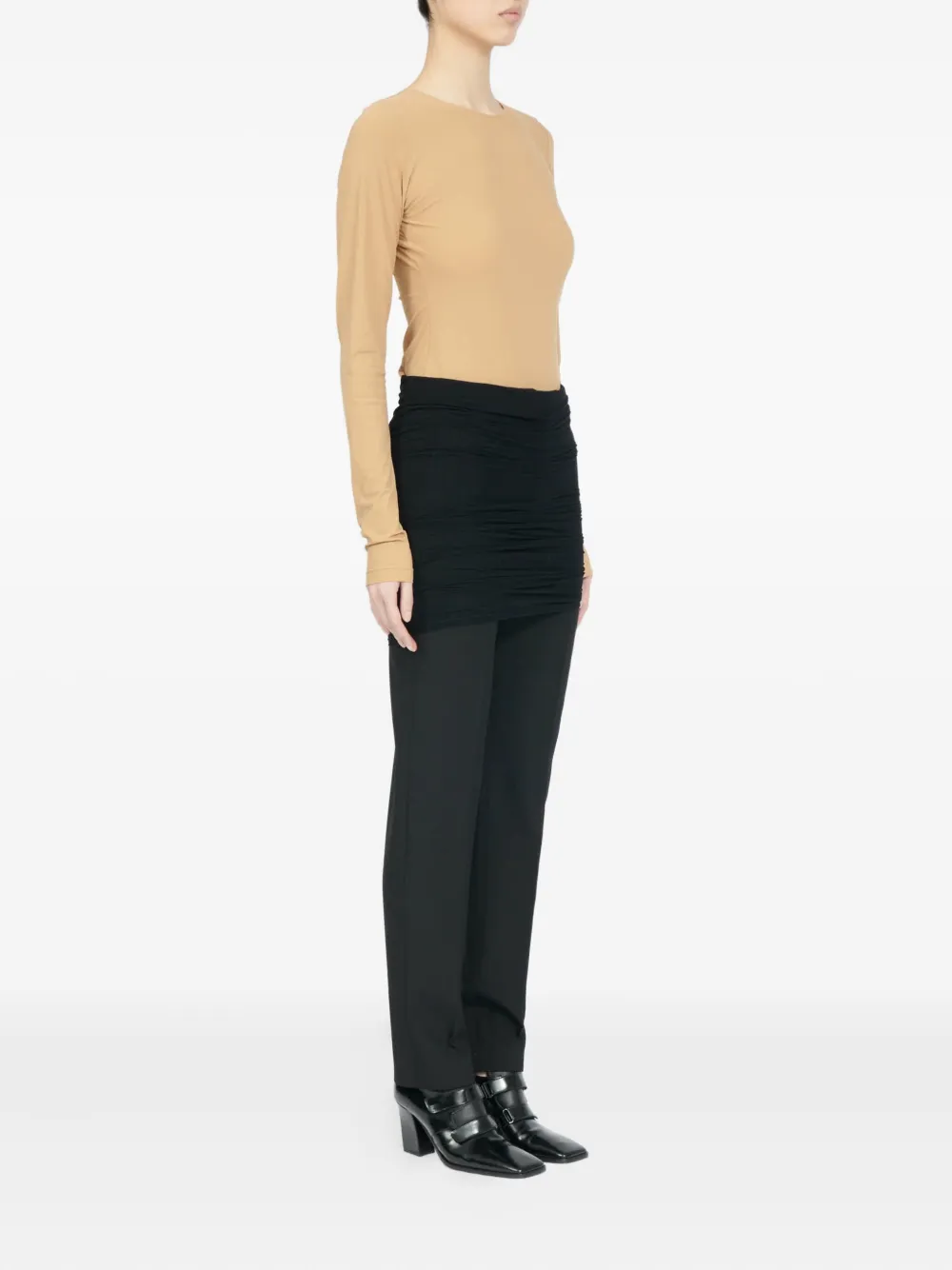 MM6 Maison Margiela draped-layer trousers Zwart