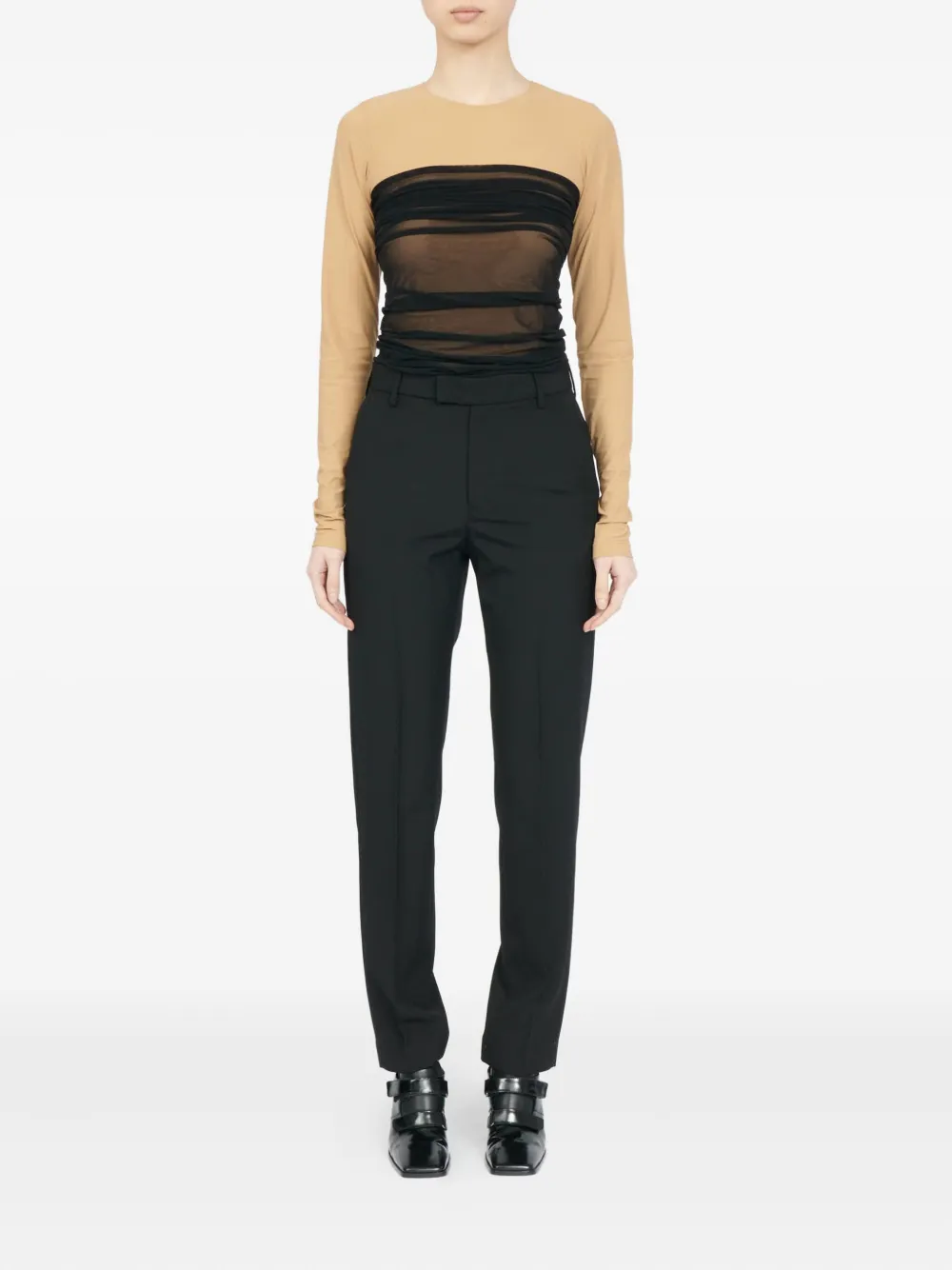 MM6 Maison Margiela draped-layer trousers Zwart