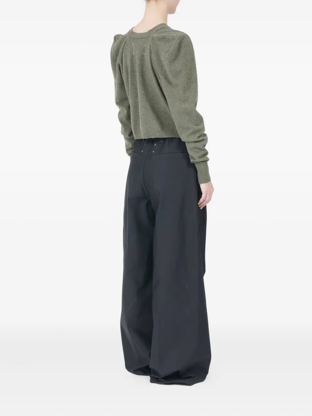 Maison Margiela Puff-sleeve Button Cardigan In Green
