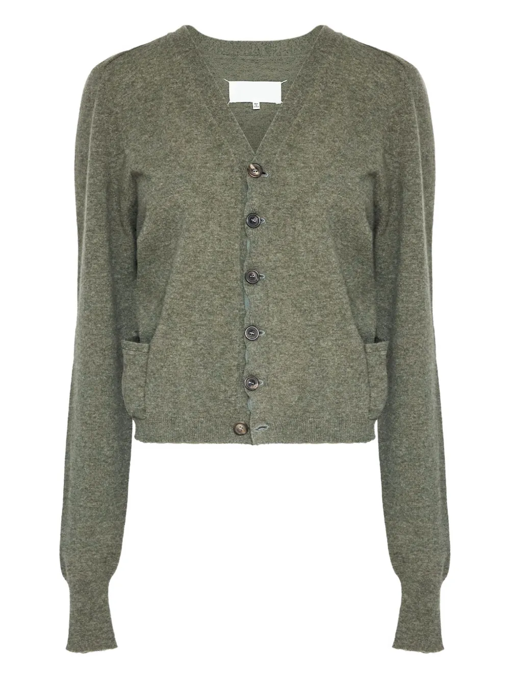 Maison Margiela Puff-sleeve Button Cardigan In Green