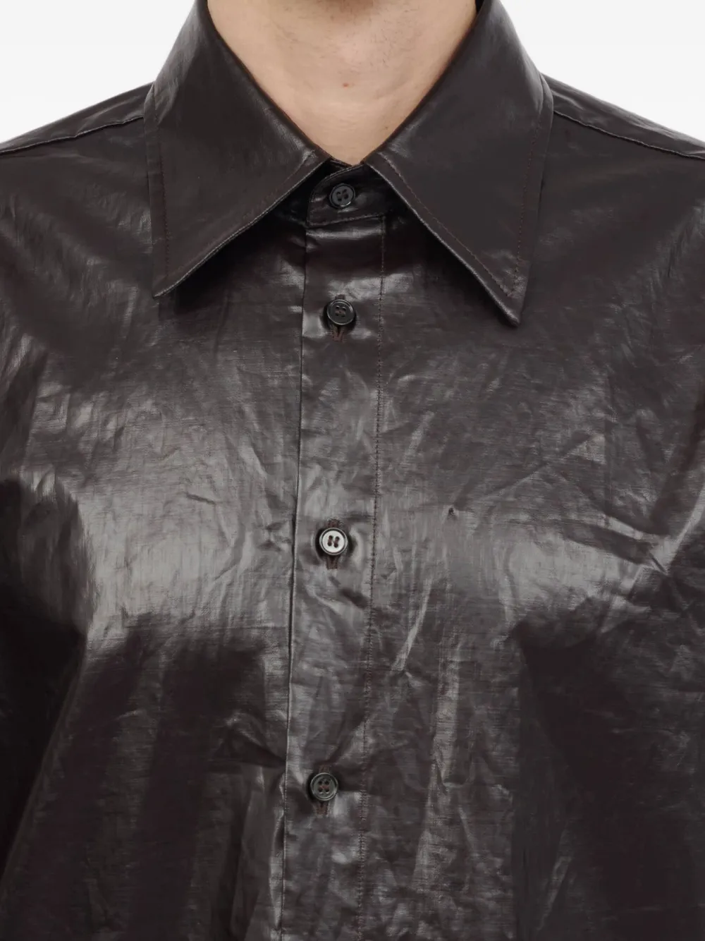 MM6 Maison Margiela Overhemd met gekreukte afwerking 144 BROWN
