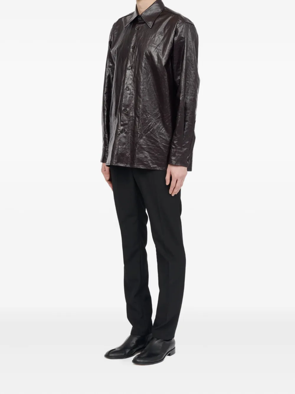 MM6 Maison Margiela Overhemd met gekreukte afwerking 144 BROWN