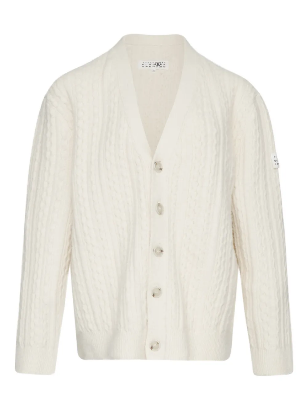 Mm6 Maison Margiela Cable-knit Button Cardigan In White