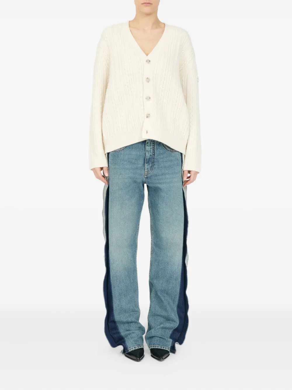 MM6 Maison Margiela Kabelgebreid vest met knoop Wit