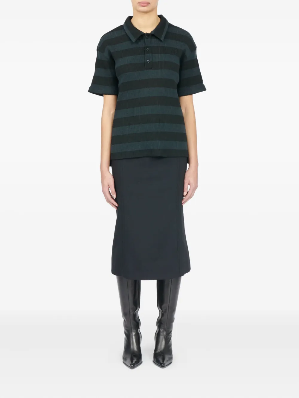 MM6 Maison Margiela Gestreepte polotop - Zwart