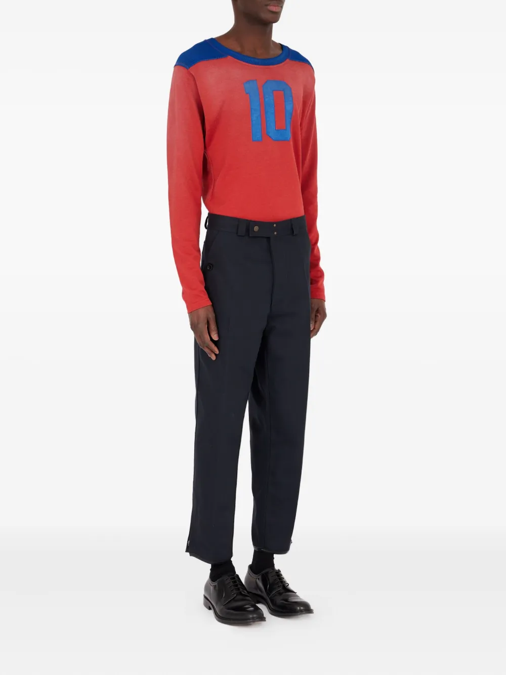 Maison Margiela High waist broek met toelopende pijpen Blauw