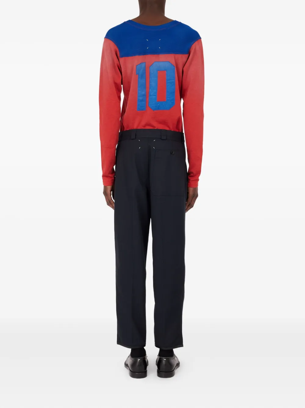 Maison Margiela High waist broek met toelopende pijpen Blauw