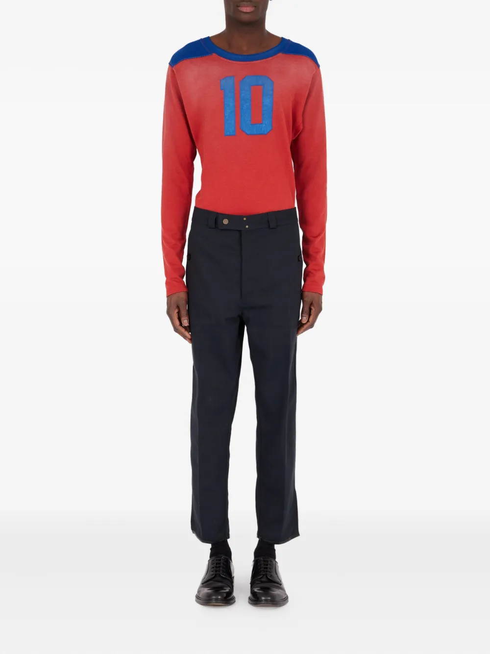 Maison Margiela High waist broek met toelopende pijpen Blauw