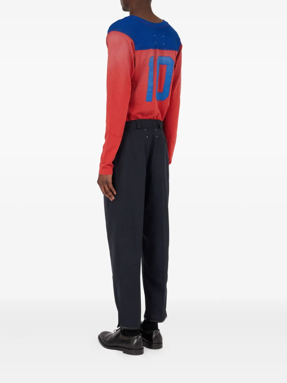 Maison Margiela High waist broek met toelopende pijpen Blauw
