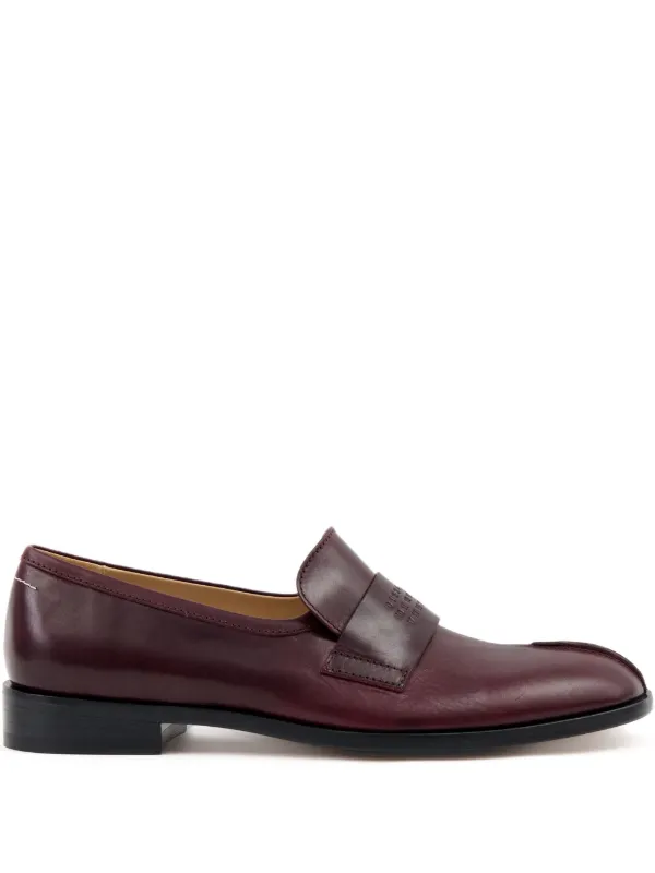MM6 Maison Margiela Leather Loafers in Red