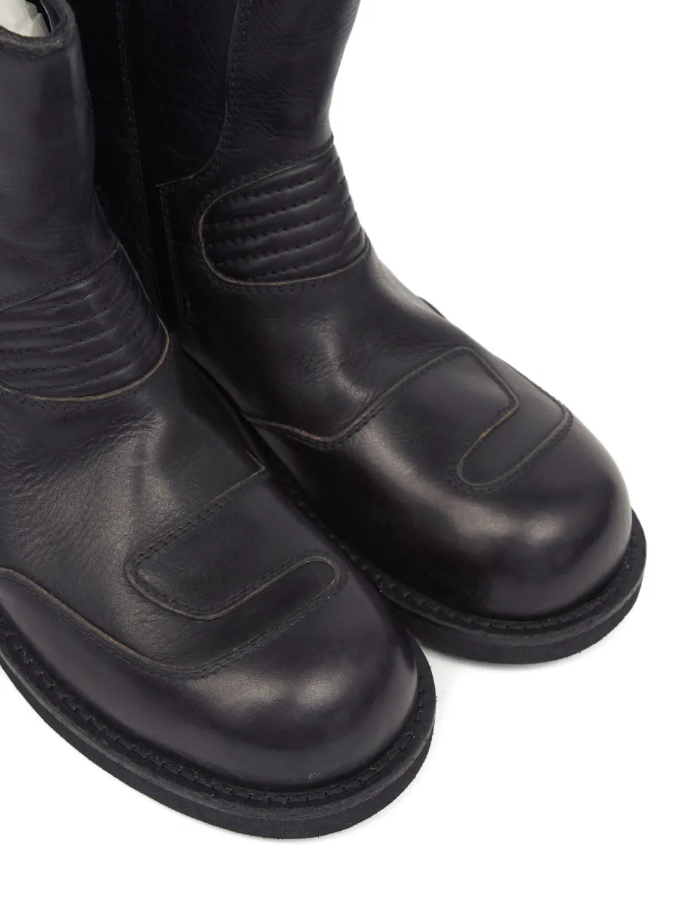 Mm6 Maison Margiela Leather Combat Boots In Black