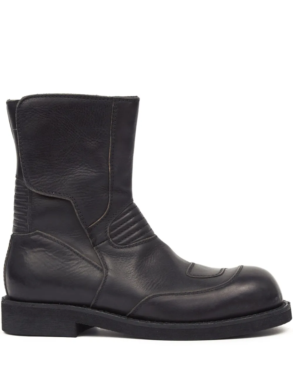 Mm6 Maison Margiela Leather Combat Boots In Black