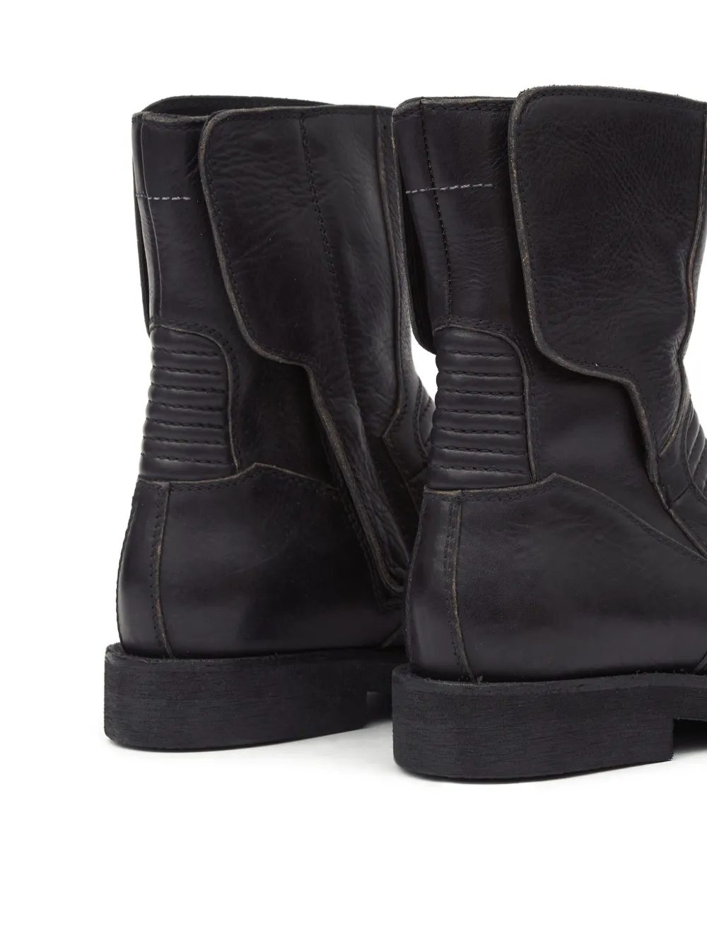 Mm6 Maison Margiela Leather Combat Boots In Black