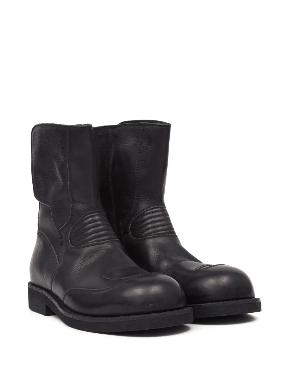 Mm6 Maison Margiela Leather Combat Boots In Black