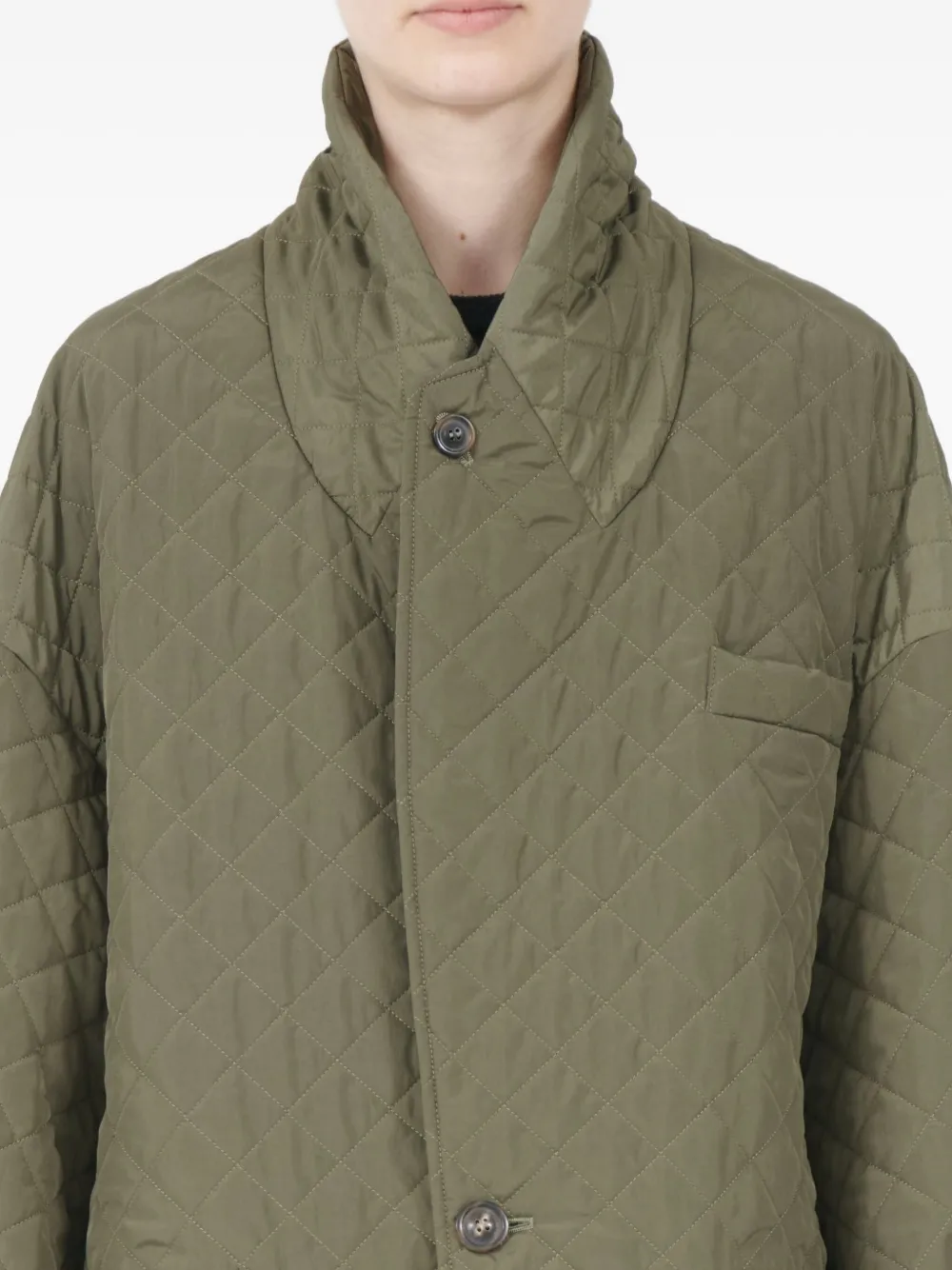 Maison Margiela Quilted Single-breasted Coat In Green