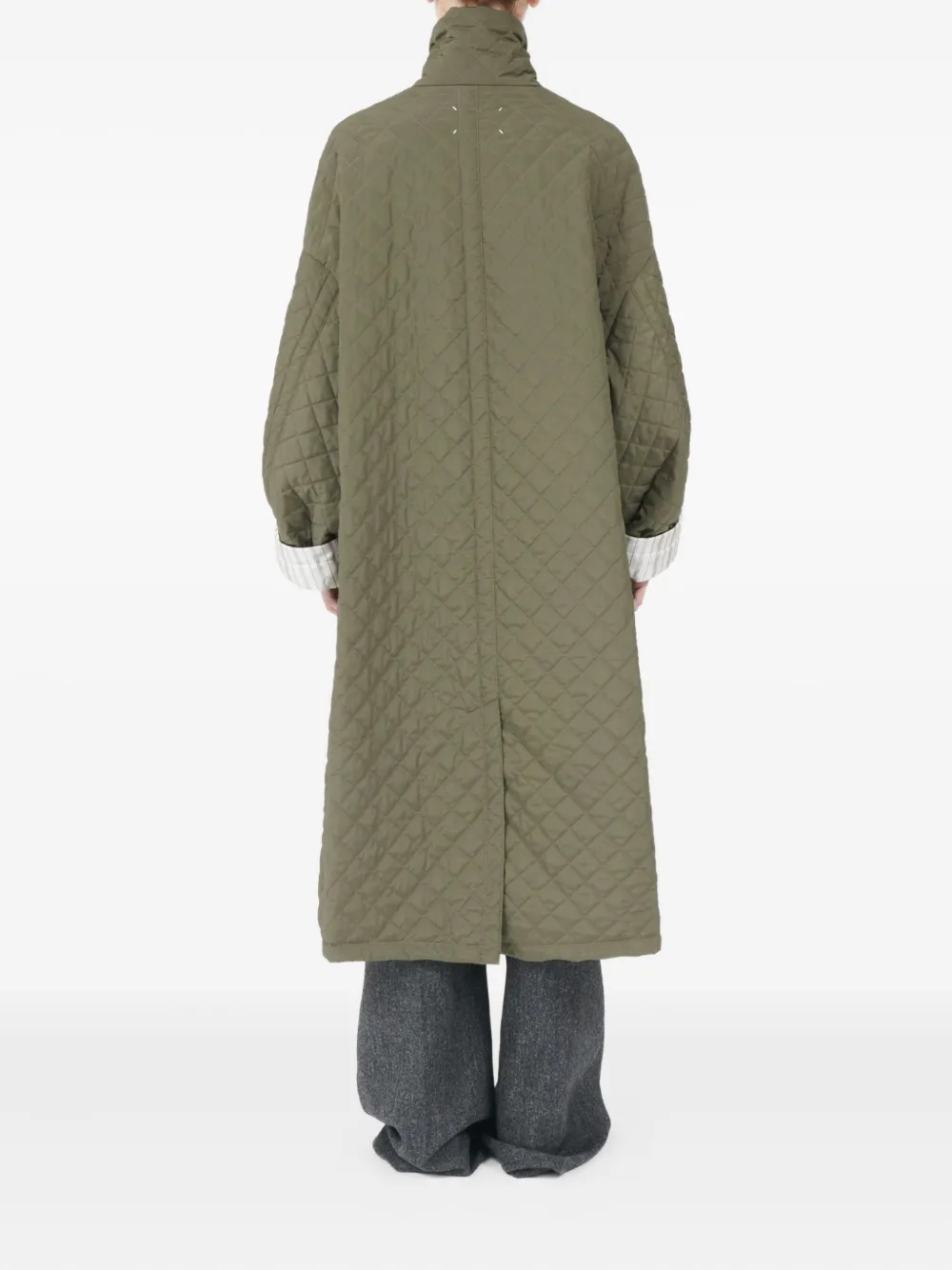 Maison Margiela Quilted Single-breasted Coat In Green