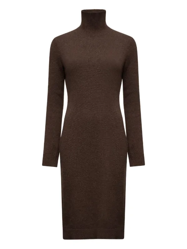 MM6 Maison Margiela High-neck Ribbed Dress in Brown
