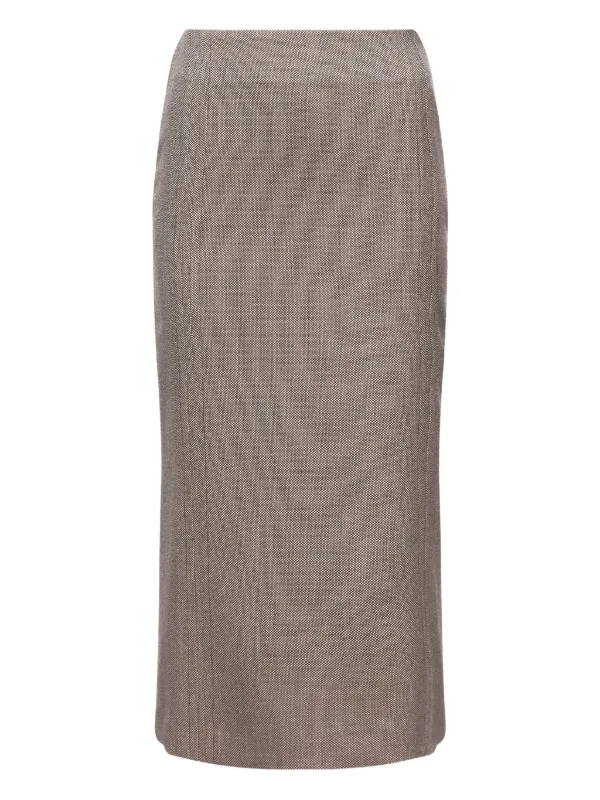 MM6 Maison Margiela Tweed Midi Skirt in Brown