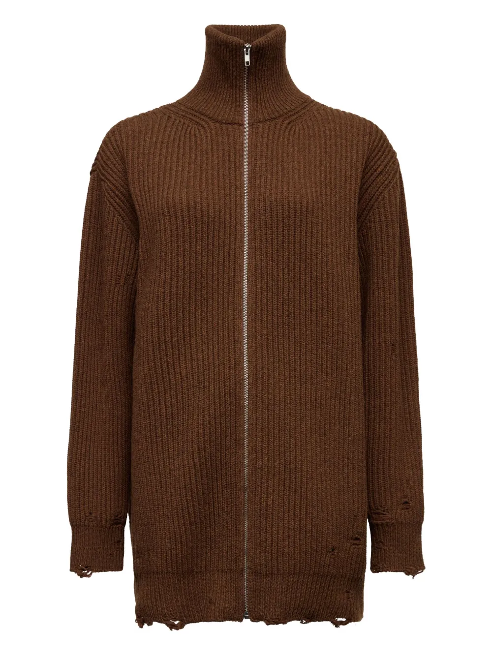 MM6 Maison Margiela ribbed zip-up cardigan Bruin