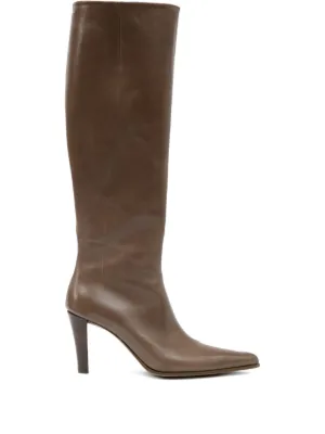 MM6 Maison Margiela レザーロングブーツ | ブラック | FARFETCH JP