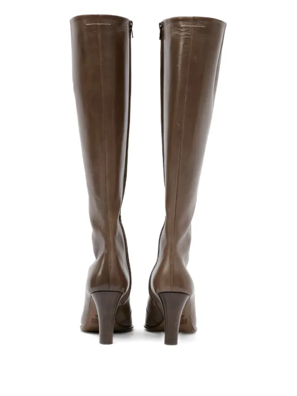 MM6 Maison Margiela ポインテッドトゥ ロングブーツ | ブラウン 