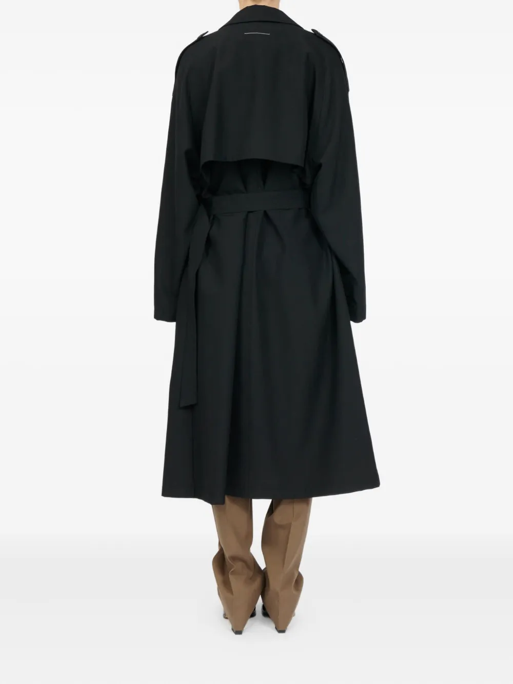 MM6 Maison Margiela Jas met ceintuur en dubbele rij knopen Zwart