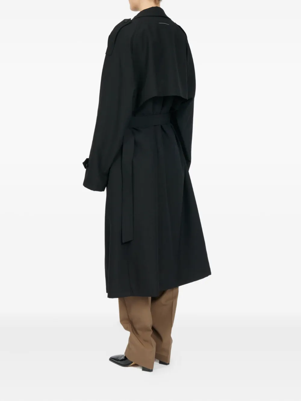 MM6 Maison Margiela Jas met ceintuur en dubbele rij knopen Zwart