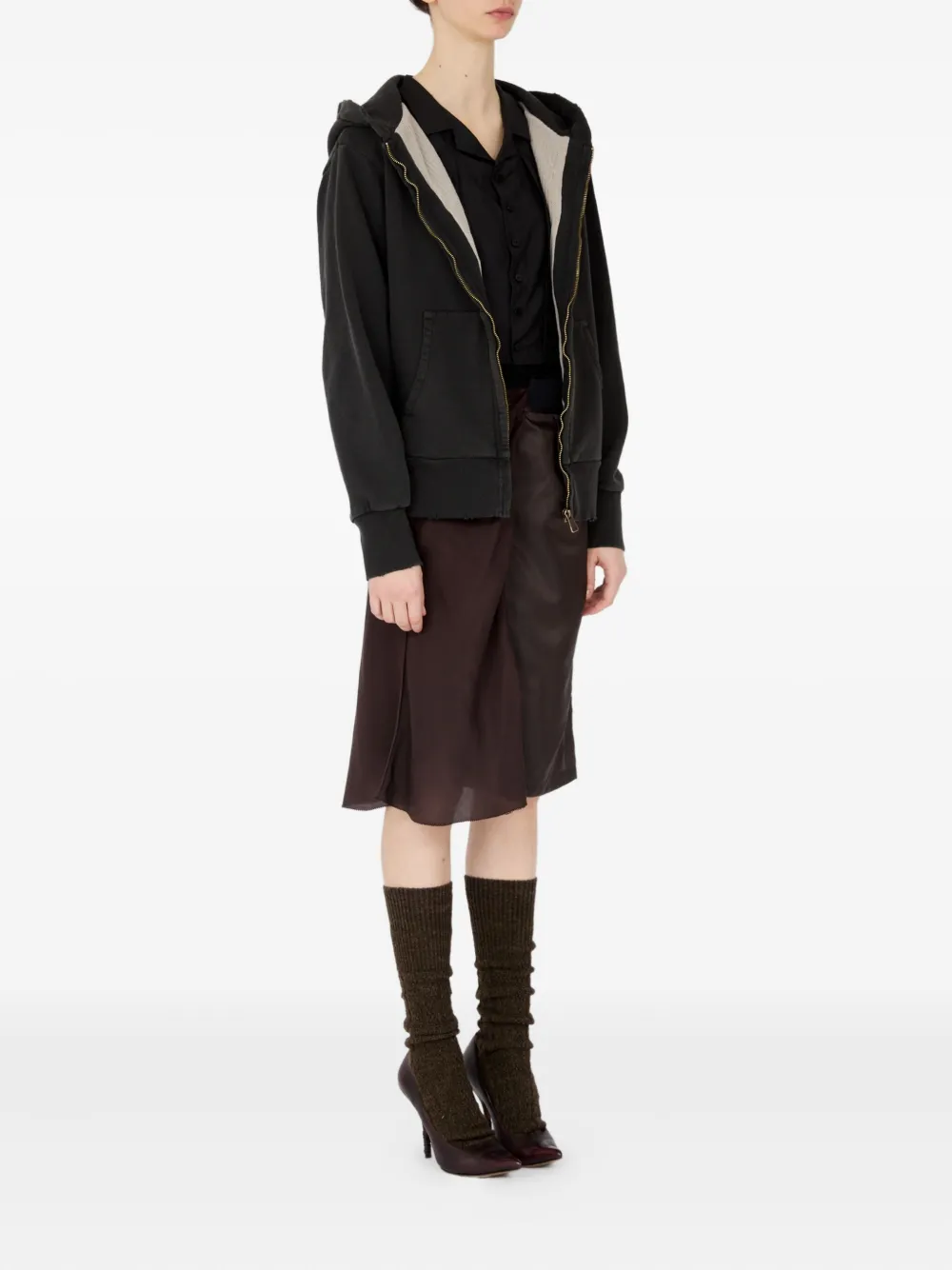 Maison Margiela Zip-up Hoodie In Black