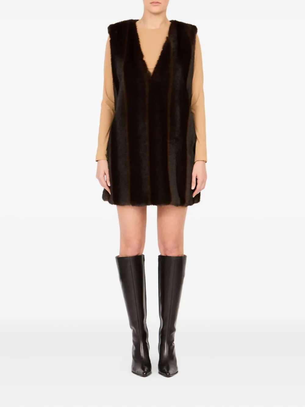 MM6 Maison Margiela Mini-jurk van imitatiebont - Zwart