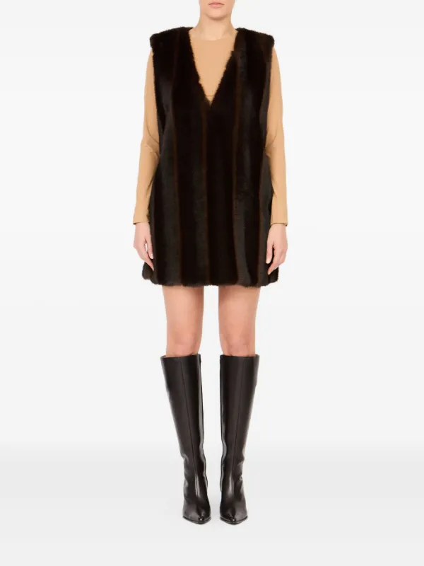 MM6 Maison Margiela faux-fur Mini Dress | Black | FARFETCH SG