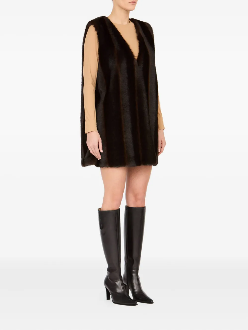 MM6 Maison Margiela Mini-jurk van imitatiebont Zwart